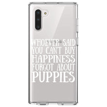 DistinctInk® Clear Shockproof Hybrid Case for Apple iPhone / Samsung Galaxy / Google Pixel - Can't Buy Happiness Forgot About Puppies