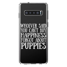 DistinctInk® Clear Shockproof Hybrid Case for Apple iPhone / Samsung Galaxy / Google Pixel - Can't Buy Happiness Forgot About Puppies