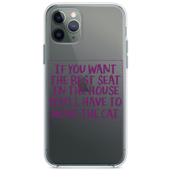 DistinctInk® Clear Shockproof Hybrid Case for Apple iPhone / Samsung Galaxy / Google Pixel - Want the Best Seat, Have to Move the Cat