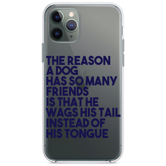 DistinctInk® Clear Shockproof Hybrid Case for Apple iPhone / Samsung Galaxy / Google Pixel - Dog Wags Tail Instead of Tongue
