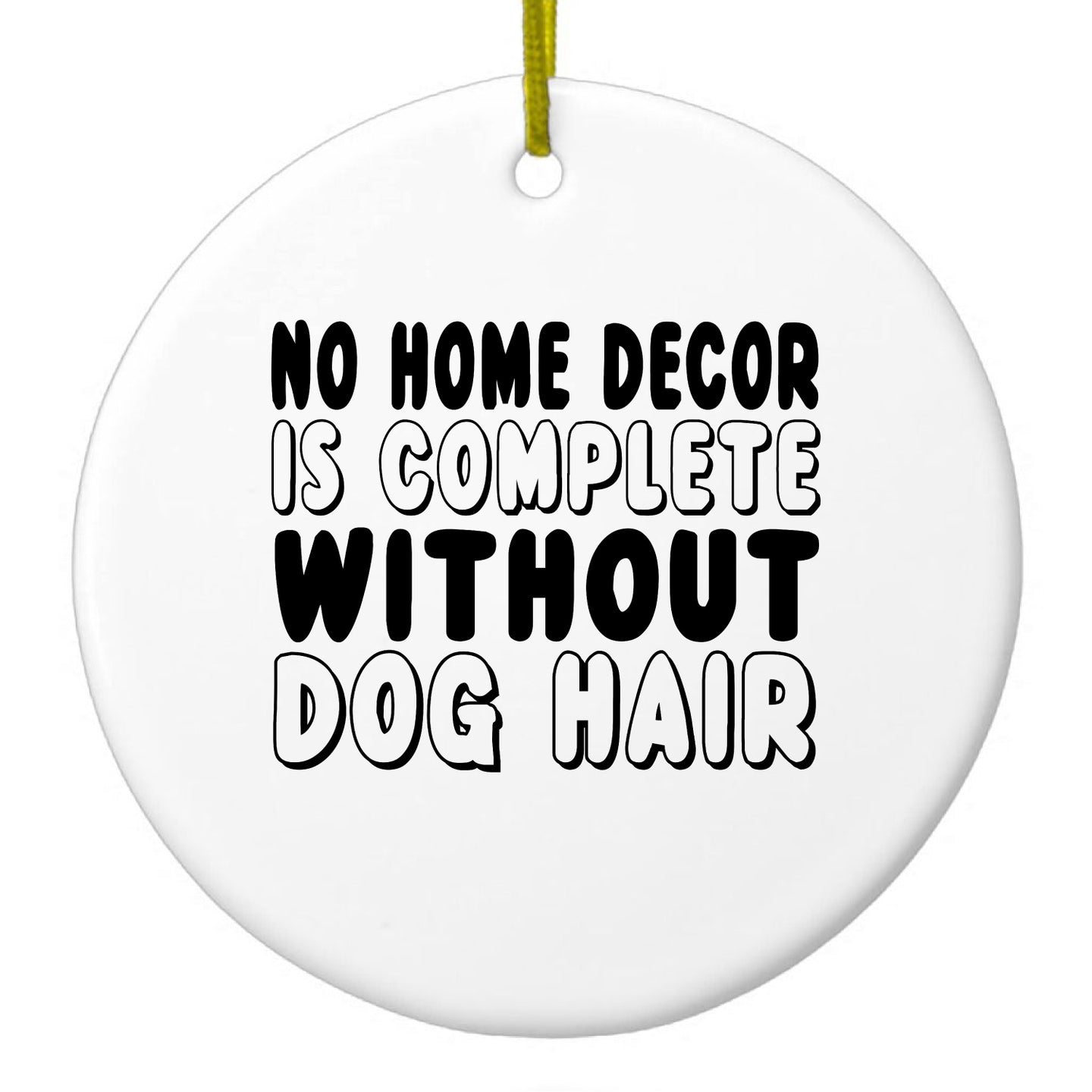 DistinctInk® Hanging Ceramic Christmas Tree Ornament with Gold String - Great Gift / Present - 2 3/4 inch Diameter - No Home Décor Complete without Dog Hair