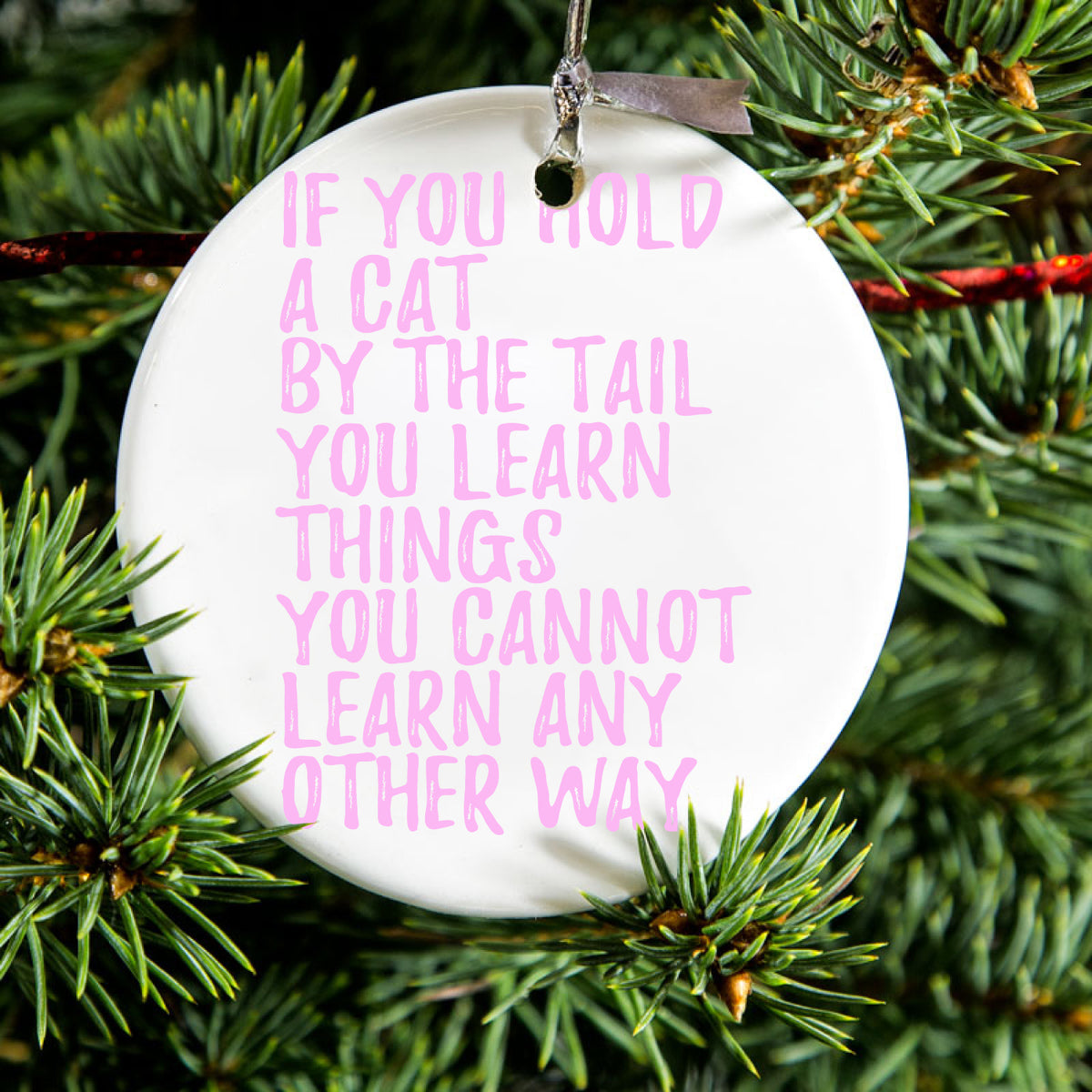 Hold a Cat by the Tail, Learn Things Ceramic Ornament, view 2