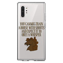 DistinctInk® Clear Shockproof Hybrid Case for Apple iPhone / Samsung Galaxy / Google Pixel - Can't Train Horse with Shouts & Expect Whisper