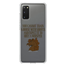 DistinctInk® Clear Shockproof Hybrid Case for Apple iPhone / Samsung Galaxy / Google Pixel - Can't Train Horse with Shouts & Expect Whisper