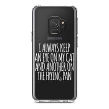 DistinctInk® Clear Shockproof Hybrid Case for Apple iPhone / Samsung Galaxy / Google Pixel - Always Keep Eye on Cat and on Frying Pan