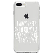 DistinctInk® Clear Shockproof Hybrid Case for Apple iPhone / Samsung Galaxy / Google Pixel - Always Keep Eye on Cat and on Frying Pan