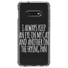 DistinctInk® Clear Shockproof Hybrid Case for Apple iPhone / Samsung Galaxy / Google Pixel - Always Keep Eye on Cat and on Frying Pan
