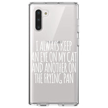 DistinctInk® Clear Shockproof Hybrid Case for Apple iPhone / Samsung Galaxy / Google Pixel - Always Keep Eye on Cat and on Frying Pan