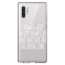 DistinctInk® Clear Shockproof Hybrid Case for Apple iPhone / Samsung Galaxy / Google Pixel - Always Keep Eye on Cat and on Frying Pan