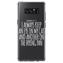DistinctInk® Clear Shockproof Hybrid Case for Apple iPhone / Samsung Galaxy / Google Pixel - Always Keep Eye on Cat and on Frying Pan