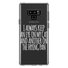 DistinctInk® Clear Shockproof Hybrid Case for Apple iPhone / Samsung Galaxy / Google Pixel - Always Keep Eye on Cat and on Frying Pan