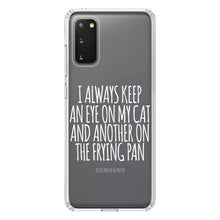 DistinctInk® Clear Shockproof Hybrid Case for Apple iPhone / Samsung Galaxy / Google Pixel - Always Keep Eye on Cat and on Frying Pan