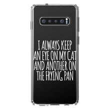 DistinctInk® Clear Shockproof Hybrid Case for Apple iPhone / Samsung Galaxy / Google Pixel - Always Keep Eye on Cat and on Frying Pan