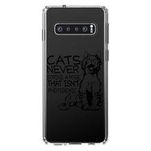 DistinctInk® Clear Shockproof Hybrid Case for Apple iPhone / Samsung Galaxy / Google Pixel - Cats Never Strike a Pose not Photogenic