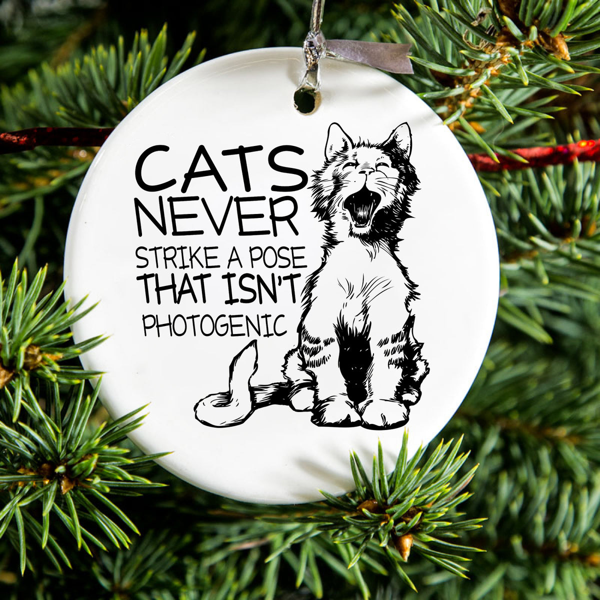 Cats Never Strike a Pose not Photogenic Ceramic Ornament, view 2