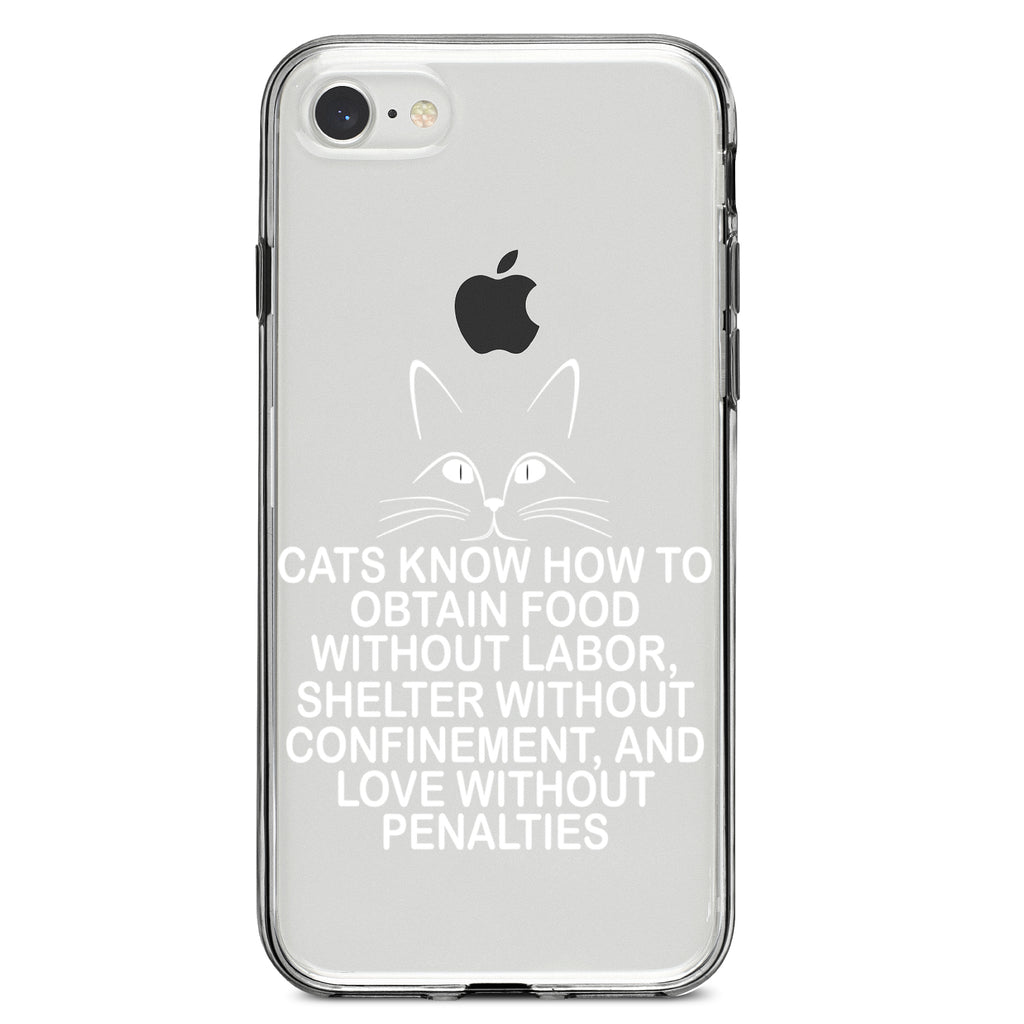 Cats Obtain Food without Labor Clear Shockproof iPhone Case, view 5