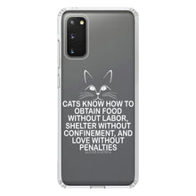 DistinctInk® Clear Shockproof Hybrid Case for Apple iPhone / Samsung Galaxy / Google Pixel - Cats Obtain Food without Labor