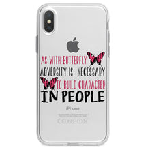 DistinctInk® Clear Shockproof Hybrid Case for Apple iPhone / Samsung Galaxy / Google Pixel - Butterfly - Adversity Necessary Build Character