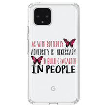 DistinctInk® Clear Shockproof Hybrid Case for Apple iPhone / Samsung Galaxy / Google Pixel - Butterfly - Adversity Necessary Build Character