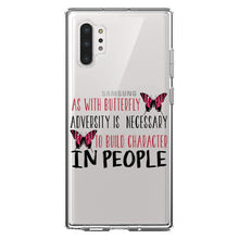 DistinctInk® Clear Shockproof Hybrid Case for Apple iPhone / Samsung Galaxy / Google Pixel - Butterfly - Adversity Necessary Build Character