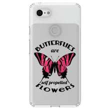 DistinctInk® Clear Shockproof Hybrid Case for Apple iPhone / Samsung Galaxy / Google Pixel - Butterflies are Self Propelled Flowers