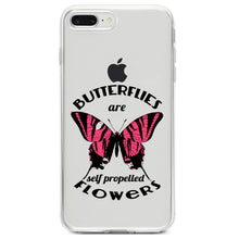 DistinctInk® Clear Shockproof Hybrid Case for Apple iPhone / Samsung Galaxy / Google Pixel - Butterflies are Self Propelled Flowers