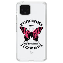 DistinctInk® Clear Shockproof Hybrid Case for Apple iPhone / Samsung Galaxy / Google Pixel - Butterflies are Self Propelled Flowers