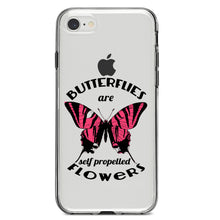 DistinctInk® Clear Shockproof Hybrid Case for Apple iPhone / Samsung Galaxy / Google Pixel - Butterflies are Self Propelled Flowers