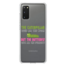 DistinctInk® Clear Shockproof Hybrid Case for Apple iPhone / Samsung Galaxy / Google Pixel - Caterpillar Does Work, Butterfly Publicity