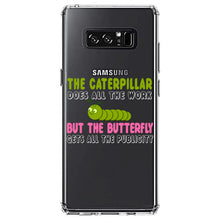 DistinctInk® Clear Shockproof Hybrid Case for Apple iPhone / Samsung Galaxy / Google Pixel - Caterpillar Does Work, Butterfly Publicity