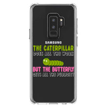 DistinctInk® Clear Shockproof Hybrid Case for Apple iPhone / Samsung Galaxy / Google Pixel - Caterpillar Does Work, Butterfly Publicity