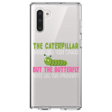 DistinctInk® Clear Shockproof Hybrid Case for Apple iPhone / Samsung Galaxy / Google Pixel - Caterpillar Does Work, Butterfly Publicity