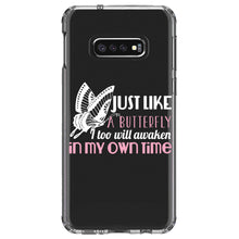 DistinctInk® Clear Shockproof Hybrid Case for Apple iPhone / Samsung Galaxy / Google Pixel - Like a Butterfly, Awaken in My Own Time