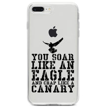 DistinctInk® Clear Shockproof Hybrid Case for Apple iPhone / Samsung Galaxy / Google Pixel - Soar Like Eagle, Crap Like a Canary