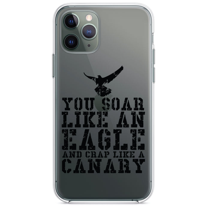 DistinctInk® Clear Shockproof Hybrid Case for Apple iPhone / Samsung Galaxy / Google Pixel - Soar Like Eagle, Crap Like a Canary