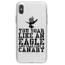 DistinctInk® Clear Shockproof Hybrid Case for Apple iPhone / Samsung Galaxy / Google Pixel - Soar Like Eagle, Crap Like a Canary