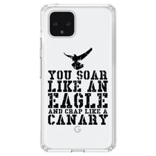 DistinctInk® Clear Shockproof Hybrid Case for Apple iPhone / Samsung Galaxy / Google Pixel - Soar Like Eagle, Crap Like a Canary