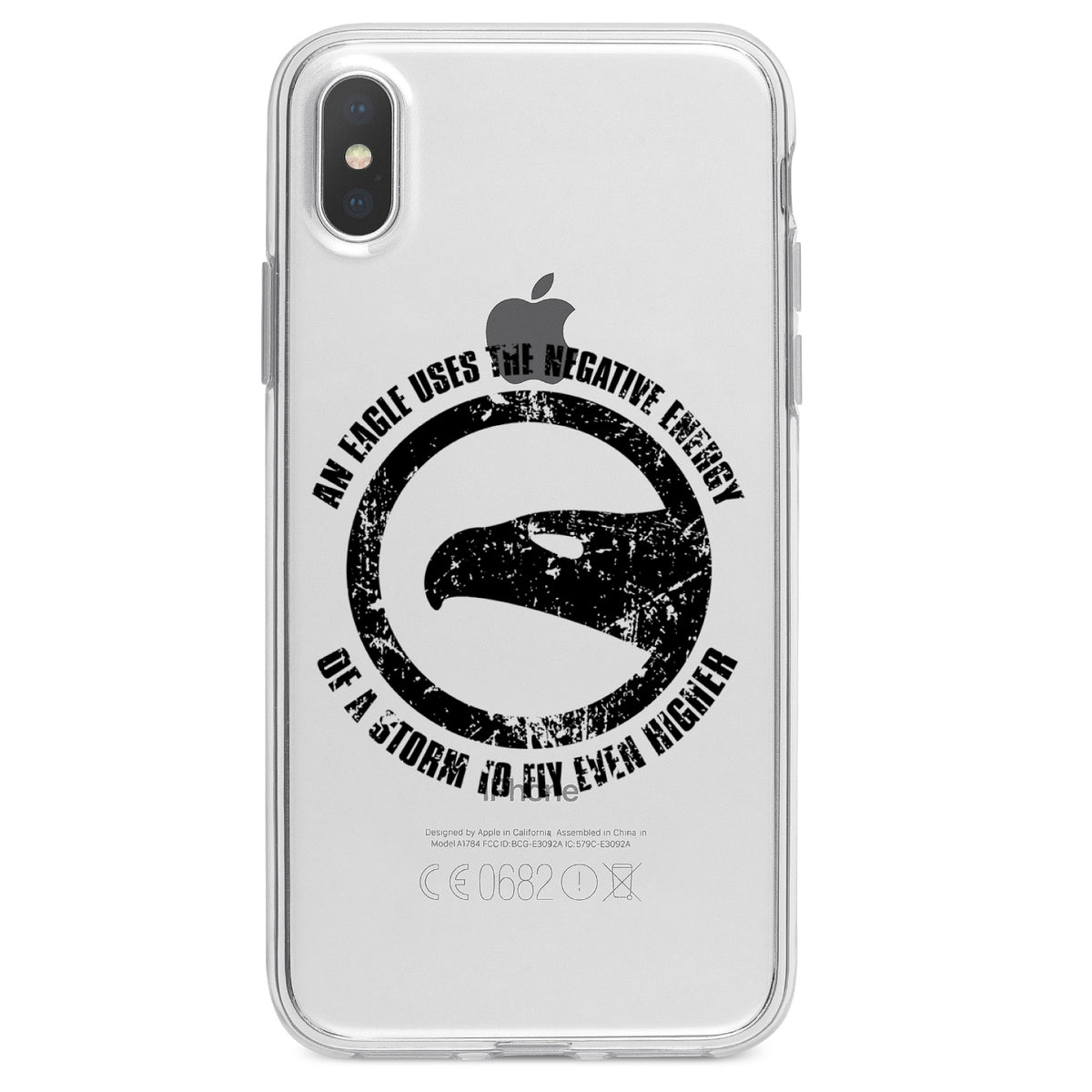 Eagle Uses Negative Energy to Fly Higher Clear Shockproof iPhone Case, view 2