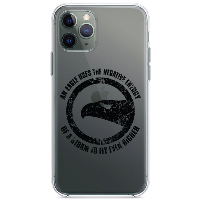DistinctInk® Clear Shockproof Hybrid Case for Apple iPhone / Samsung Galaxy / Google Pixel - Eagle Uses Negative Energy to Fly Higher