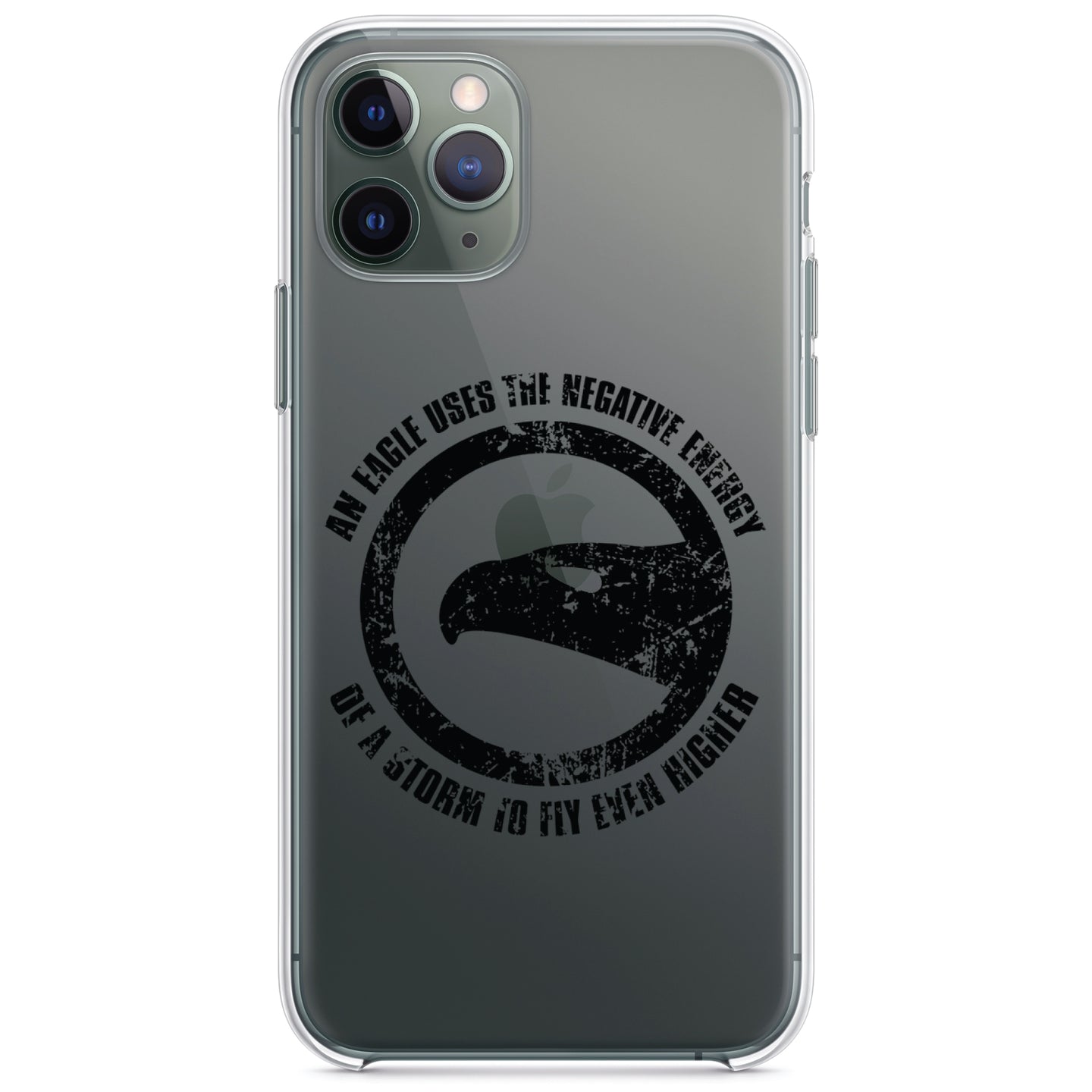 DistinctInk® Clear Shockproof Hybrid Case for Apple iPhone / Samsung Galaxy / Google Pixel - Eagle Uses Negative Energy to Fly Higher