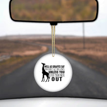 DistinctInk® Hanging Ceramic Christmas Tree Ornament with Gold String - Great Gift / Present - 2 3/4 inch Diameter - Giraffe - No Leaves Unless Stick Neck Out