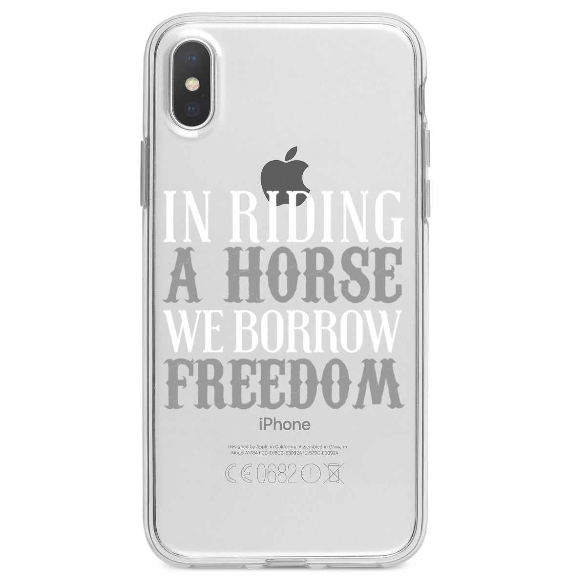 In Riding a Horse, We Borrow Freedom Clear Shockproof iPhone Case, view 4