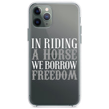 DistinctInk® Clear Shockproof Hybrid Case for Apple iPhone / Samsung Galaxy / Google Pixel - In Riding a Horse, We Borrow Freedom