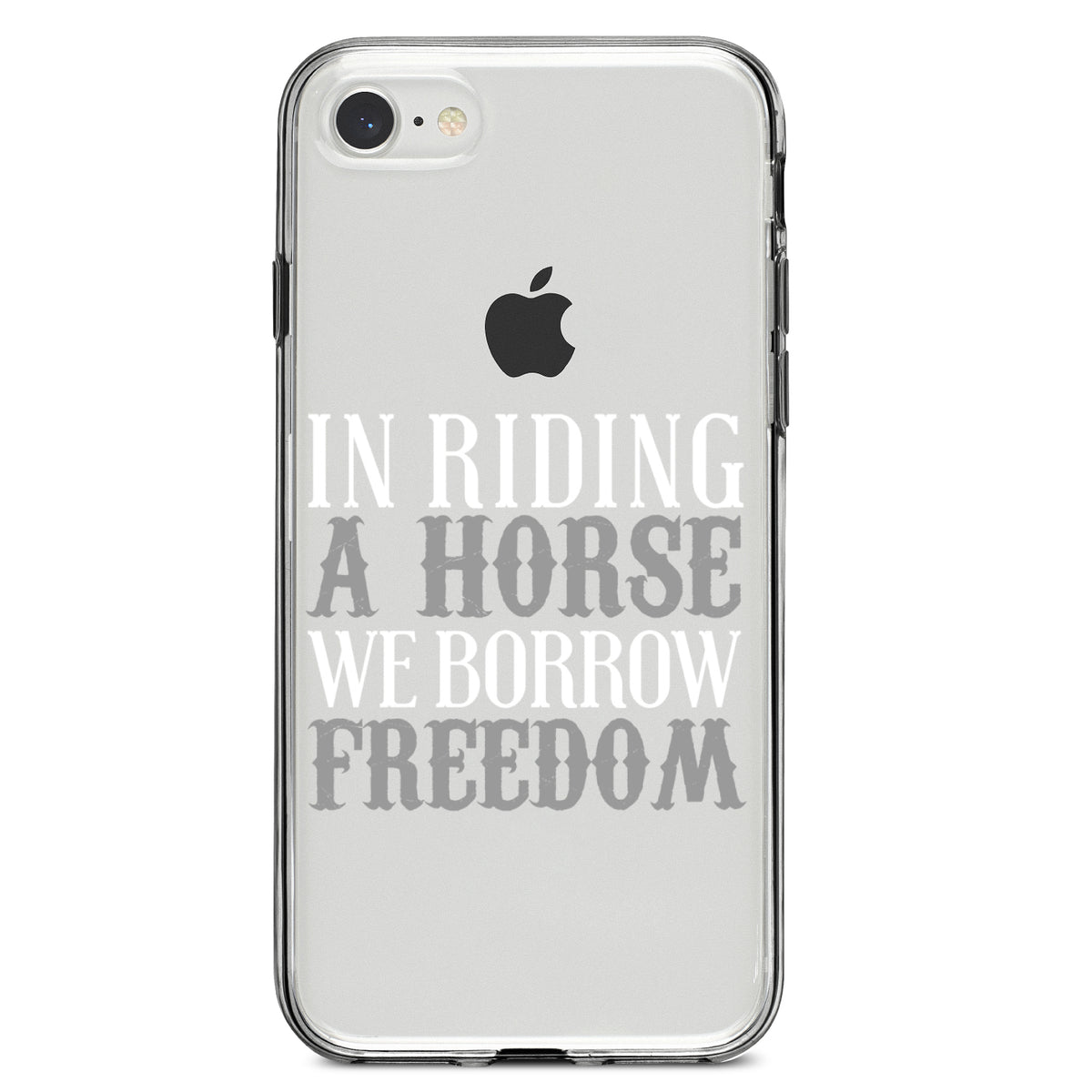 In Riding a Horse, We Borrow Freedom Clear Shockproof iPhone Case, view 5