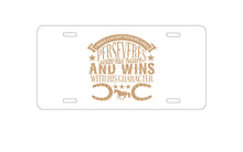 DistinctInk Custom Aluminum Decorative Vanity Front License Plate - Horse Gallops, Perseveres, Wins