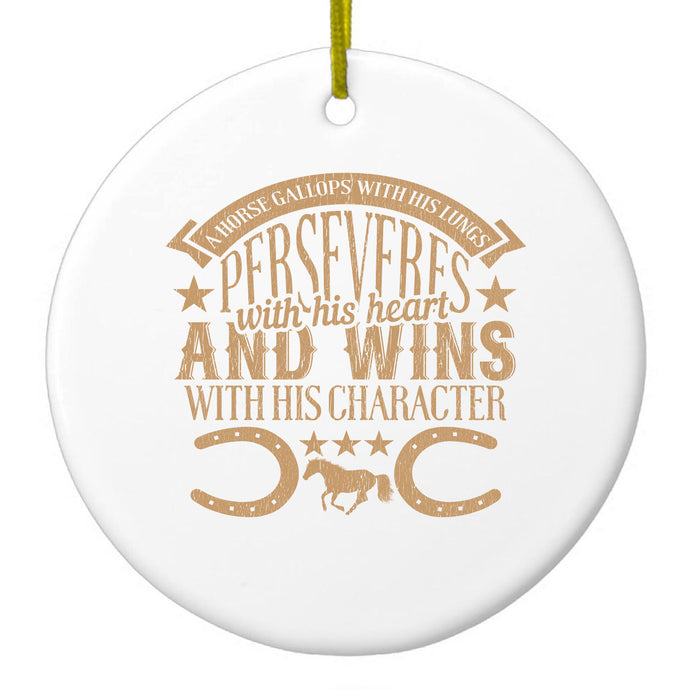 Horse Gallops, Perseveres, Wins Ceramic Ornament