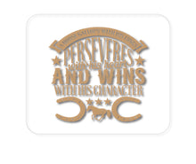 DistinctInk Custom Foam Rubber Mouse Pad - 1/4" Thick - Horse Gallops, Perseveres, Wins