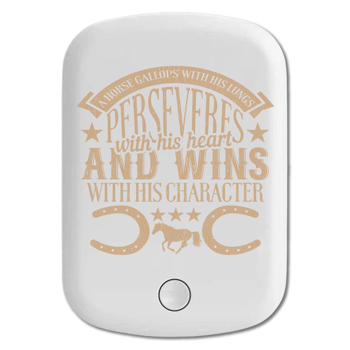 DistinctInk Magnetic Battery Pack, Wireless Portable Charger with USB-C Cable, Compatible with MagSafe iPhone 14 / 13 / 12 Series - Horse Gallops, Perseveres, Wins