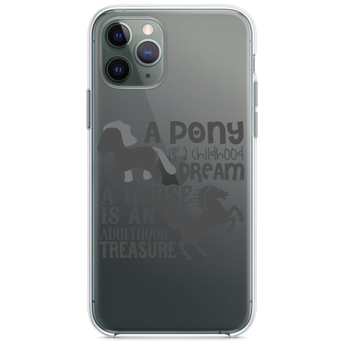 DistinctInk® Clear Shockproof Hybrid Case for Apple iPhone / Samsung Galaxy / Google Pixel - Pony Childhood Dream, Horse Adult Treasure
