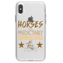 DistinctInk® Clear Shockproof Hybrid Case for Apple iPhone / Samsung Galaxy / Google Pixel - Horses are Predictably Unpredictable